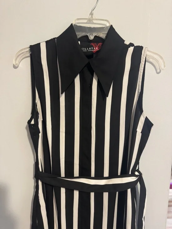 Killstar Black and White Vertical Stripe Maxi Dress - Picture 5 of 12